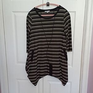 Chic Striped Black and Gray Women's Tunic